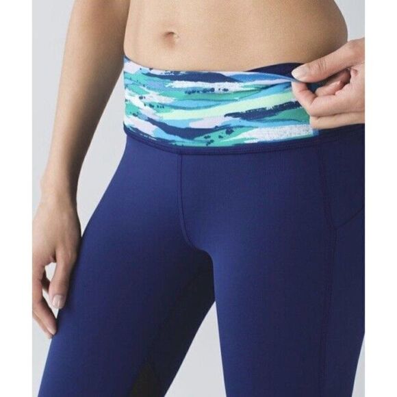 Lululemon Pace Rival Cropped Leggings Pants Hero Blue / Seven Wonders Multi Sz 8 - Picture 7 of 12
